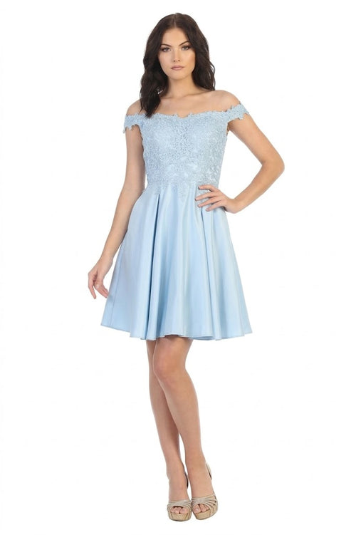 Off The Shoulder Pockets Cocktail A-line short Dress MQ1766