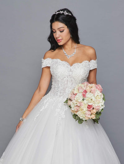 DeKlaire Bridal 420 Off the Shoulder A-Line Wedding Gown