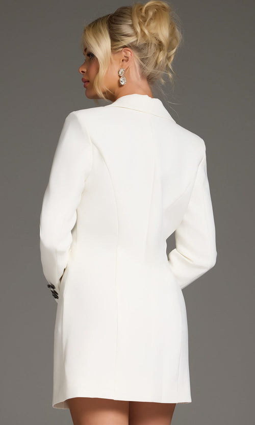 Jovani 42124 - Tuxedo-Inspired Floral Button Mini Dress