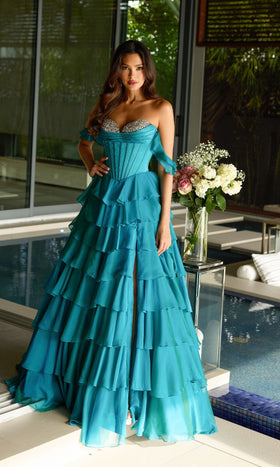 Ava Presley 42213 Long A-Line Off-Shoulder Strapless Sweetheart Beaded Dress