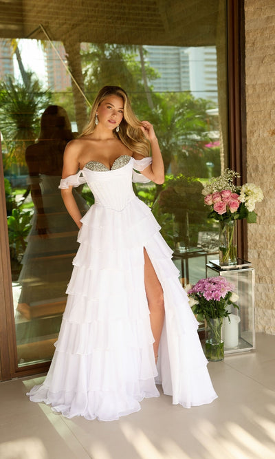 Ava Presley 42213 Long A-Line Off-Shoulder Strapless Sweetheart Beaded Dress
