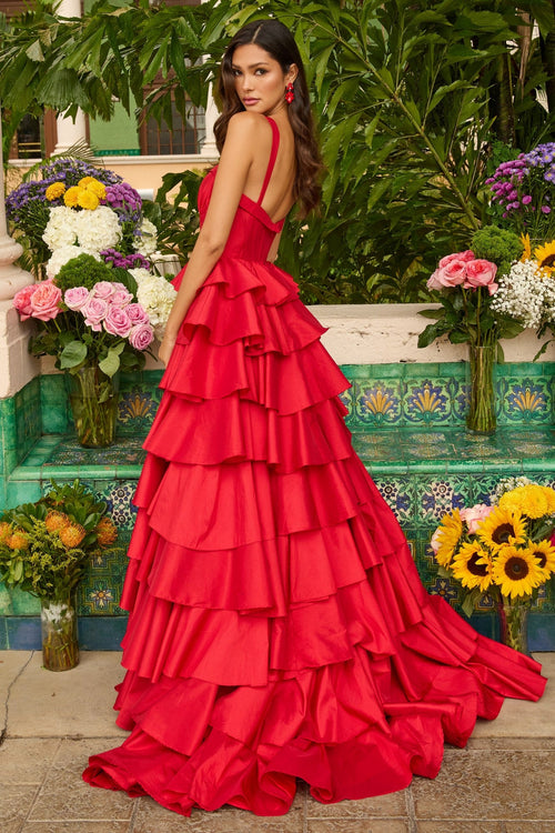 Ava Presley 42234 Sweetheart Tie Skirt Corset Ruffled Prom Dress