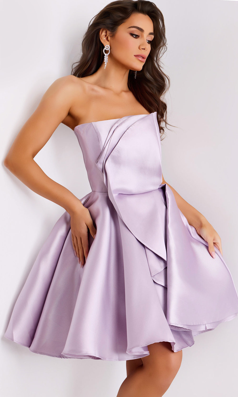 Strapless Ruffled A-line Party Dress by Jovani 42284