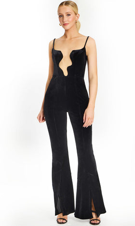 Velvet Plunging Neck Jumpsuit by Jovani 42393