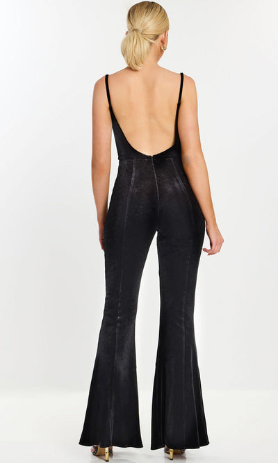 Velvet Plunging Neck Jumpsuit by Jovani
