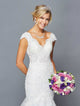 DeKlaire Bridal 423 Scalloped V-Neckline Illusion Panel Chapel Train Mermaid Wedding Dress
