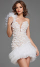 Floral Applique Ruffled One Shoulder Dress by Jovani