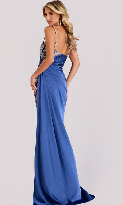 Jovani 42850 - One Shoulder Beaded Mesh Gown