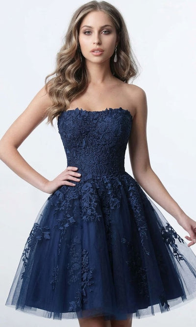 Jovani 1830 - Strapless Floral A-line Dress