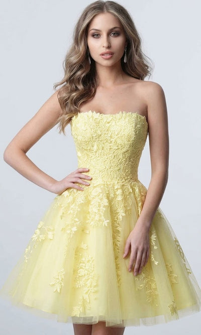 Jovani 1830 - Strapless Floral A-line Dress
