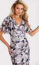 Printed Chiffon Flutter Sleeve Gown by Jovani