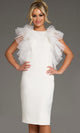 Jovani 43152 - Tulle Shoulder Ruffles Sheath Dress