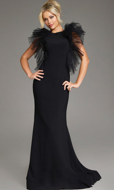 Jovani 43153 - Elegant Ruffle Sleeve Evening Gown