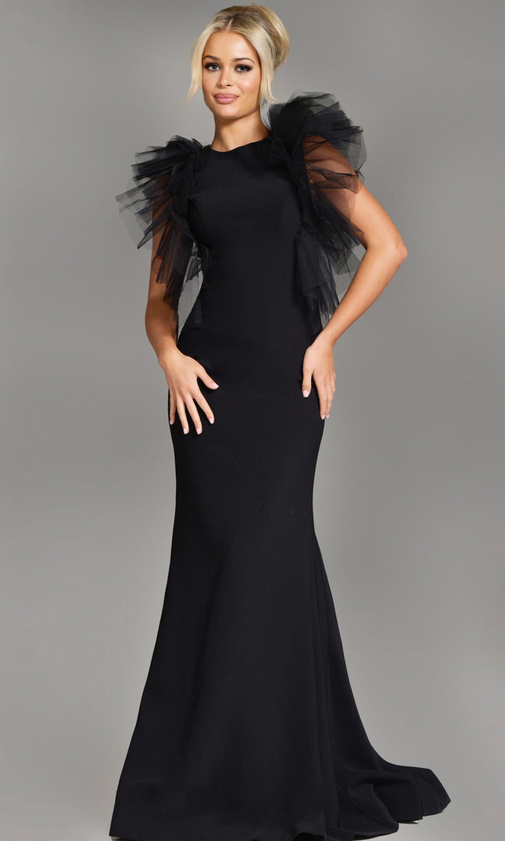 Jovani 43153 - Elegant Ruffle Sleeve Evening Gown