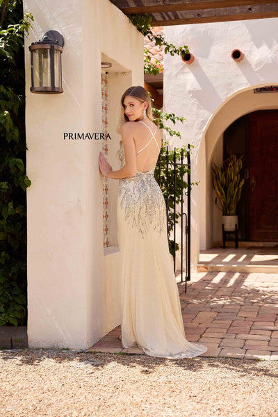 Primavera Couture 4318 Beaded Long Formal Prom Slit Dress