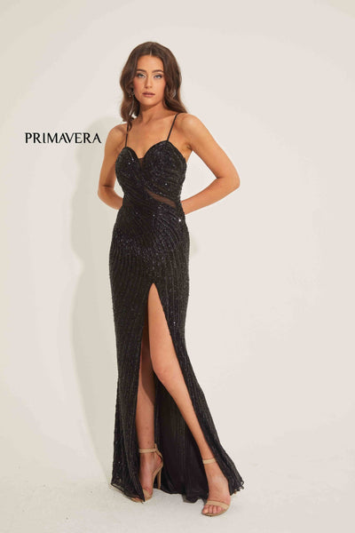 Prom Dresses Sequin Formal Long Slit Evening prom Dress Black