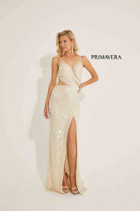 Primavera Couture 4327 Sequin Formal Long Slit Evening Prom Dress