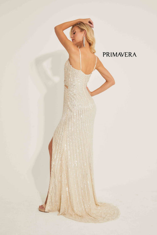 Primavera Couture 4327 Sequin Formal Long Slit Evening Prom Dress