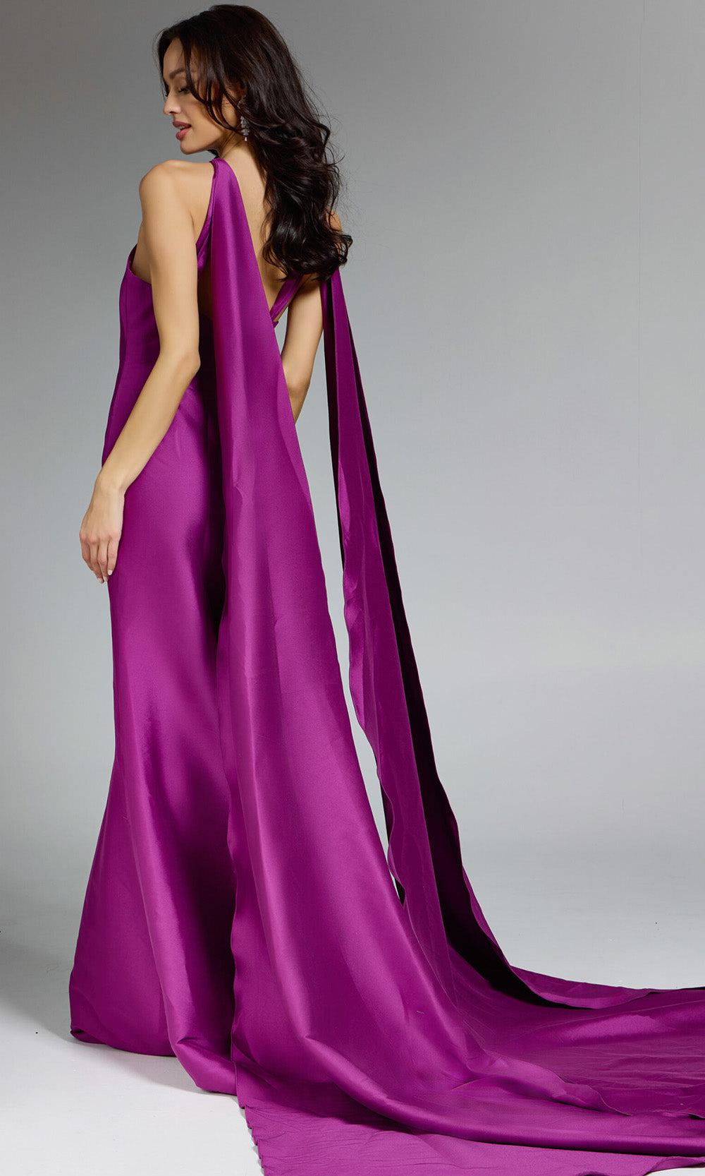 Jovani 43280 - Elegant Halter Evening Gown with Flowing Cape