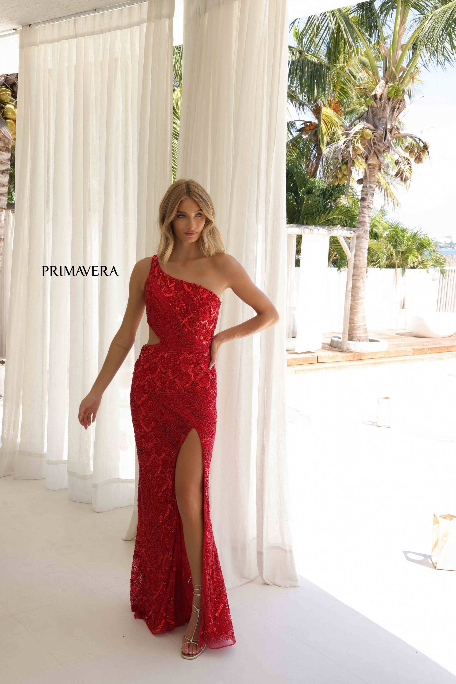 Prom Dresses Long Formal Slit Prom Dress Red