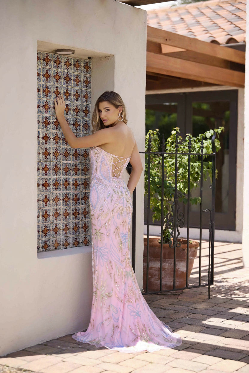 Primavera Couture 4331 Beaded Prom Slit Dress