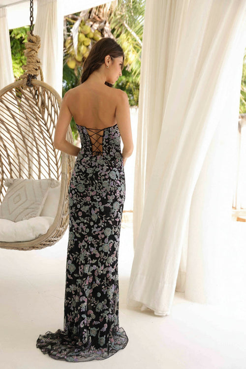 Primavera Couture 4338 Beaded Long Floral Formal Prom Dress