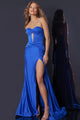 Vestido de fiesta Jovani, largo, sin tirantes, con aberturas y brillo, 43419