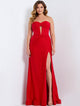 Vestido de fiesta Jovani, largo, sin tirantes, con aberturas y brillo, 43419