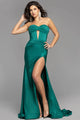 Vestido de fiesta Jovani, largo, sin tirantes, con aberturas y brillo, 43419