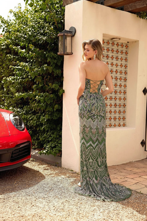 Primavera Couture 4345 Sequin Long Pattern Formal Prom Dress