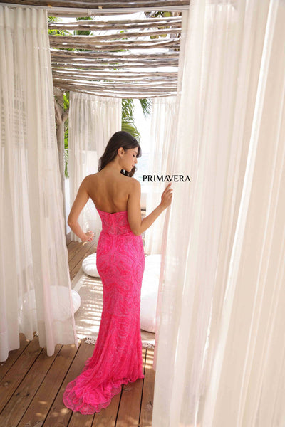 Primavera Couture 4360 Fitted Sequin Long Formal Prom Evening Dress