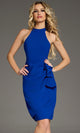 Jovani 43604 – High Halter Fitted Dress with Side Ruffle