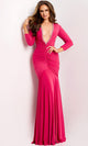 Jovani 43701 - Long Sleeve Rhinestone Embellished Gown