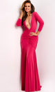 Jovani 43701 - Long Sleeve Rhinestone Embellished Gown