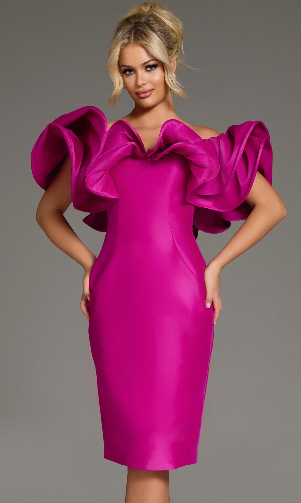 Ruffled Off Shoulder Sheath Dress by Jovani