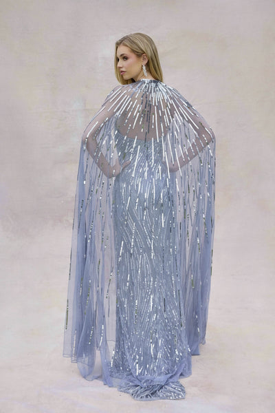 Primavera Couture 4376 Sequin Cape Prom Dress