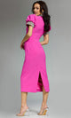 Rhinestone Puff Sleeve Midi Dress by Jovani
