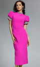 Rhinestone Puff Sleeve Midi Dress by Jovani