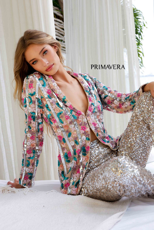 Primavera Couture 4388 Long Formal Floral Sequin Pantsuit