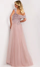 Jovani 44003 - Elegant Off Shoulder Beaded Gown with Sheer Overskirt