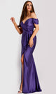 Jovani Off Shoulder Satin Gown with Ruching