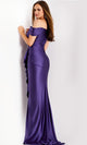 Jovani Off Shoulder Satin Gown with Ruching