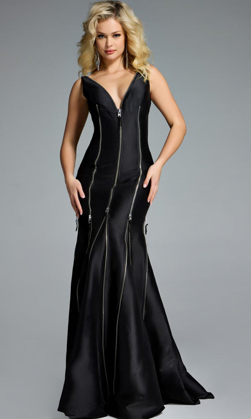 Jovani 44175 - V-Neck Mermaid Gown with Zippers