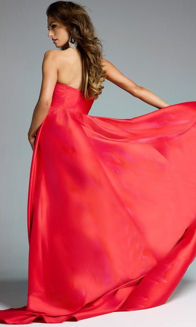 Jovani 44180 - Elegant Strapless Satin Gown with Overskirt