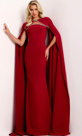 Jovani 44184 - Elegant Strapless Beaded Evening Gown with Cape