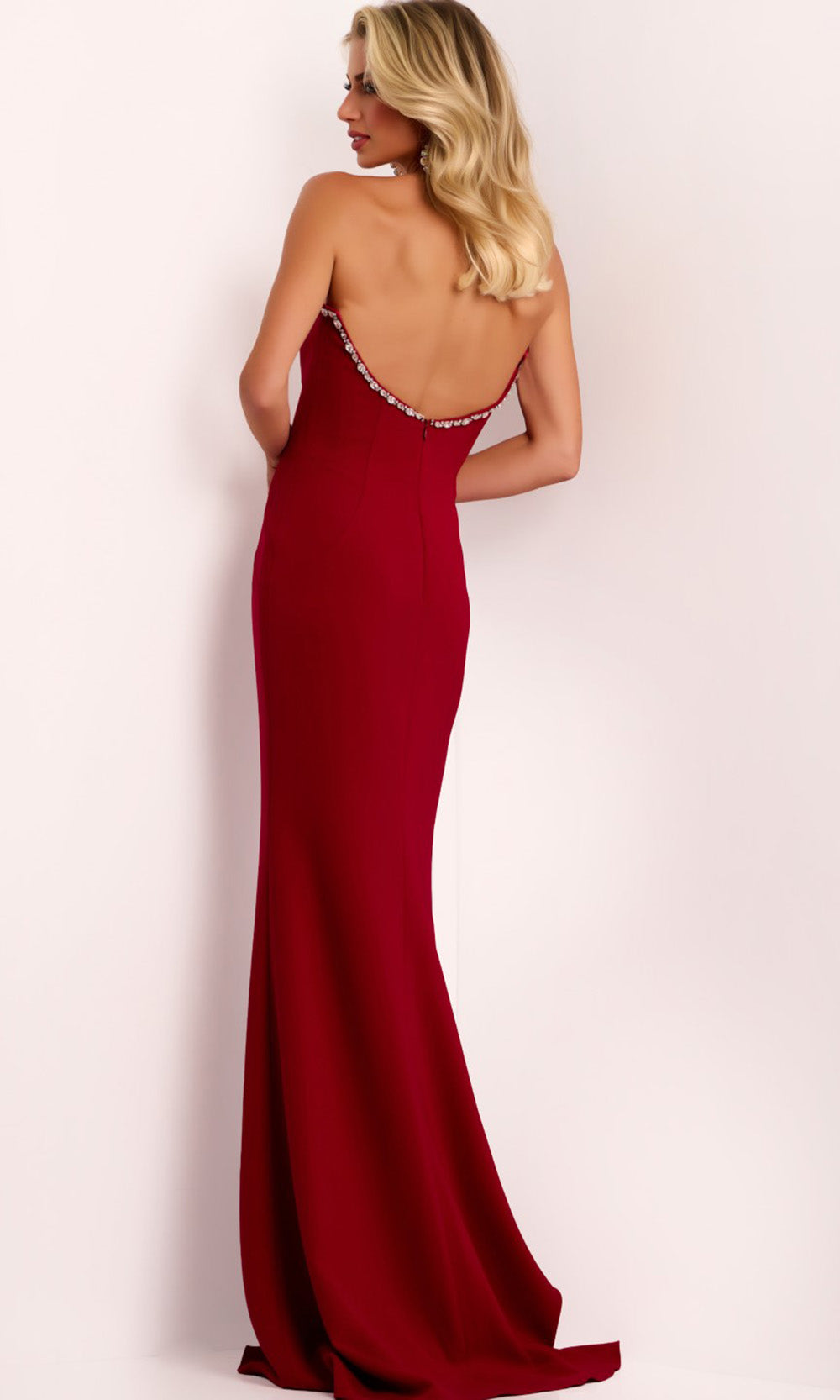 Jovani 44184 - Elegant Strapless Beaded Evening Gown with Cape