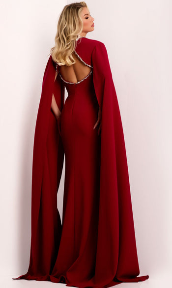 Jovani 44184 - Strapless Beaded Trim Evening Gown with Cape