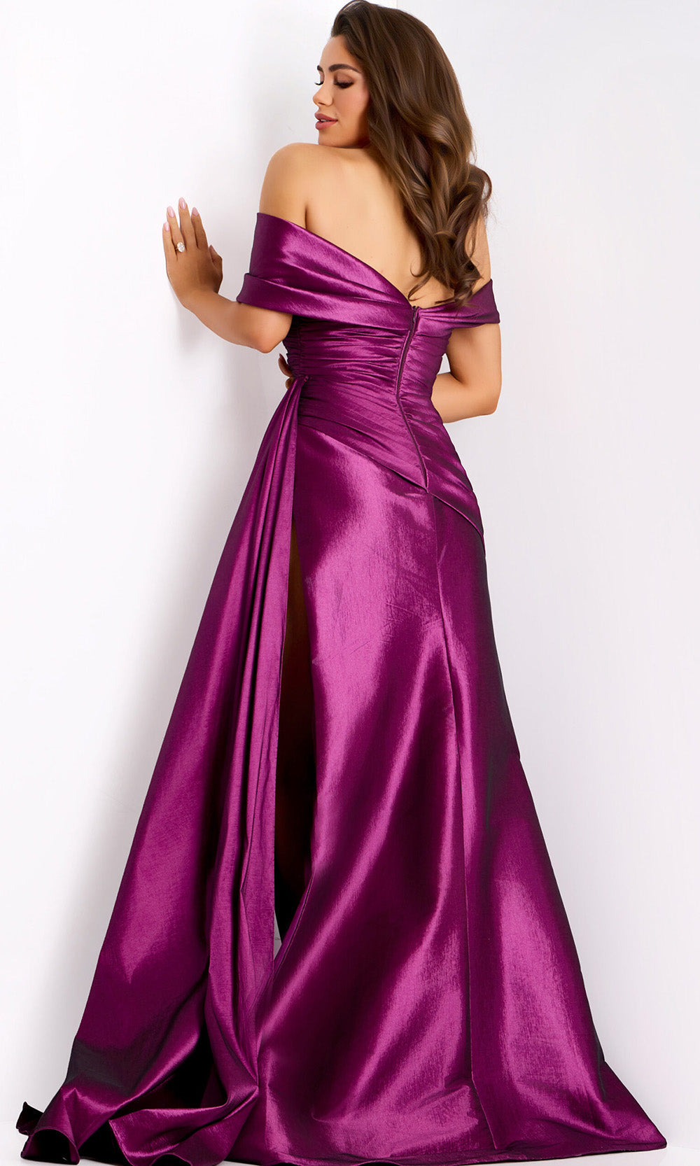 Jovani 44322 - Off Shoulder Ruched Gown with Slit