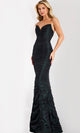 Jovani 44414 - Ruched Metallic Mesh Strapless Evening Gown