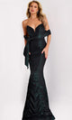 Jovani 44414 - Ruched Metallic Mesh Strapless Evening Gown